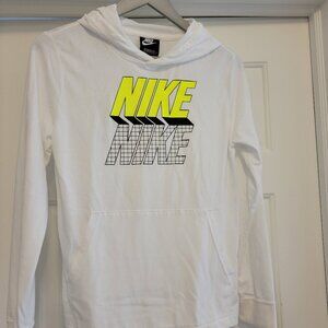 Nike Unisex Long Sleeve Shirt White/Black-Yellow Hoodie Size Youth Large